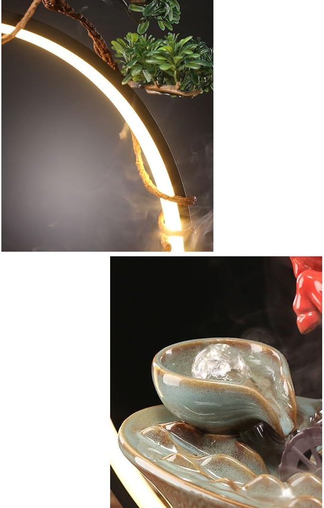 GUERNSEY Tabletop Fountain Chinese-Style Office Desktop Circulating Water Fountain Ornaments Home Living Room TV Cabinet Desktop Decorations Indoor Fountain