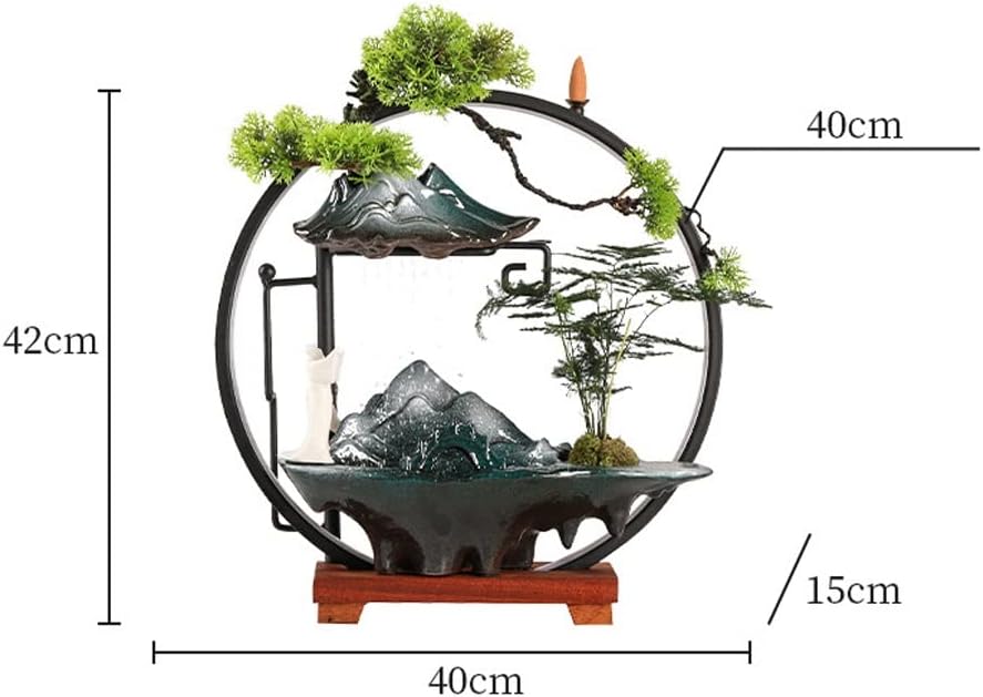 HIHELO Desktop Fountain Tabletop Fountain Chinese Ceramic Lucky Flowing Water Ornament Desktop Circulation Fountain Office Desktop Decoration Water Fountain Outdoor (Color : A)
