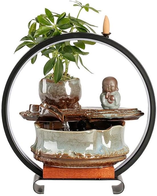 GUERNSEY Tabletop Fountain Chinese Style Desktop Fish Tank Ornaments Creative Water Ornaments Hotel Opening Decoration Ornaments Indoor Waterfall Feature Indoor Fountain