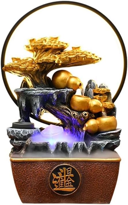 GRFIT Indoor Fountain Tabletop Relaxation Fountain with Flowing Water Wheel Decoration Table Fountain