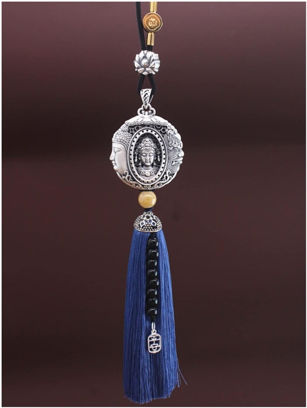 TITIZA Car Interior Good Luck Pendant Car Rearview Mirror Pendant 999 Sterling Silver Peace of Mind Between A Car Charm Car Accessories (Color : 1#)