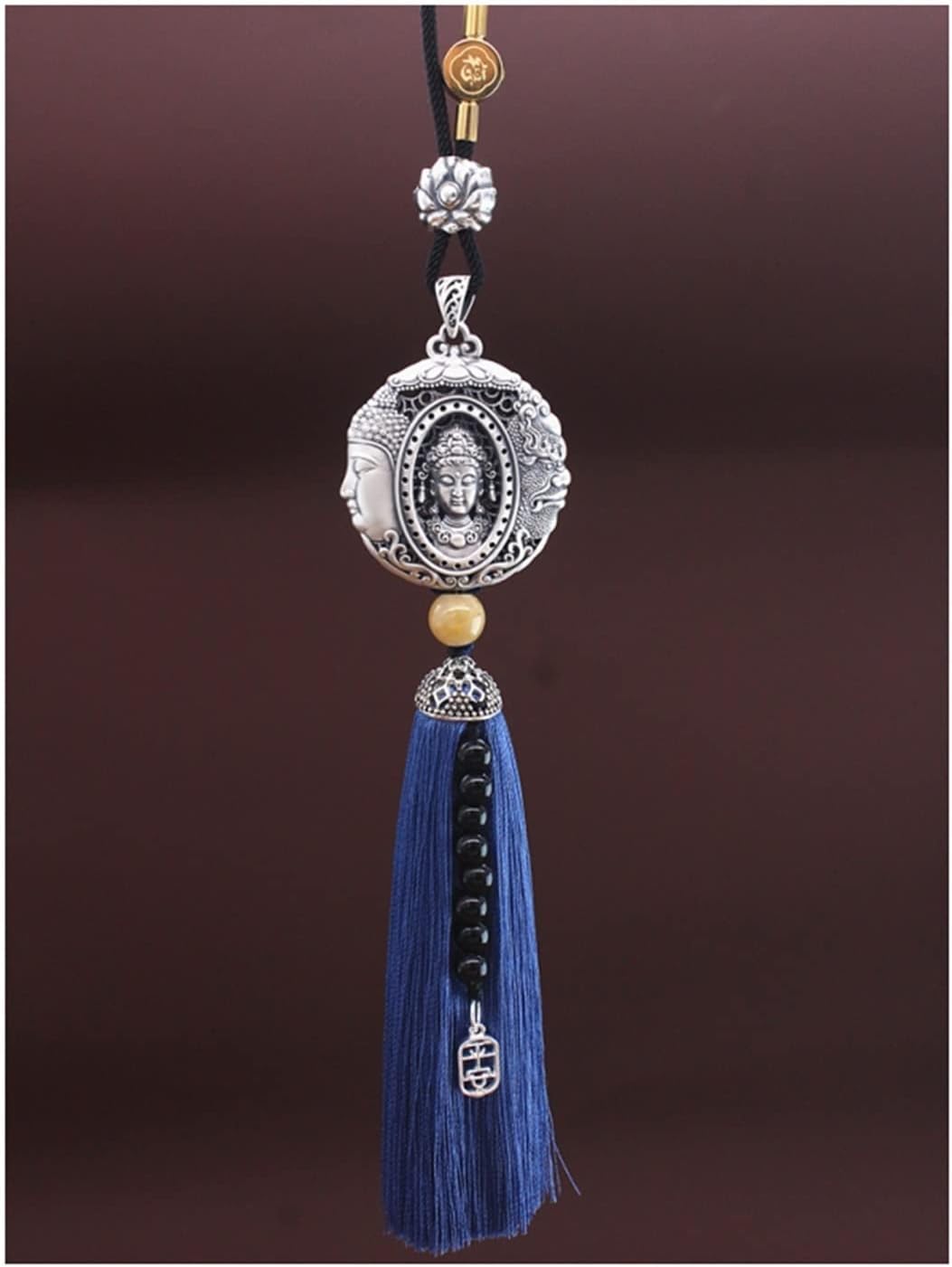 TITIZA Car Interior Good Luck Pendant Car Rearview Mirror Pendant 999 Sterling Silver Peace of Mind Between A Car Charm Car Accessories (Color : 1#)