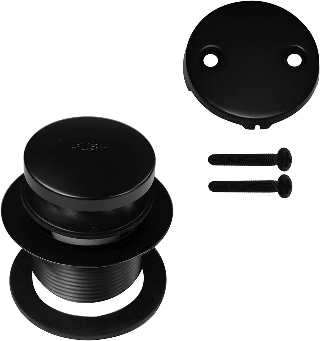 Westbrass 593244-4-62 14' x 1-1/2' White Tubular Bathtub Waste & Overflow Assembly with Tip-Toe Drain Plug and 2-Hole Faceplate, 4-Pack, Matte Black, 4 Count