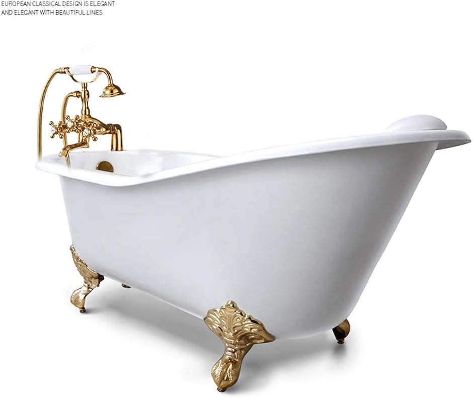 Chrome Plating Bathtub Shower Set Bathtub Side Simple Shower Deck Installation Double Handle 2 Functions Hand Shower Thick Brass Mixing Valve Hot and Cold Water Faucet Rotating Faucet/C Full Moon