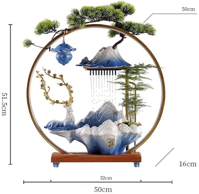 GUERNSEY Tabletop Fountain Tabletop Fountain Ceramic Crafts Ornaments Circulating Water Backflow Incense Burner Living Room Decorations Indoor Fountain
