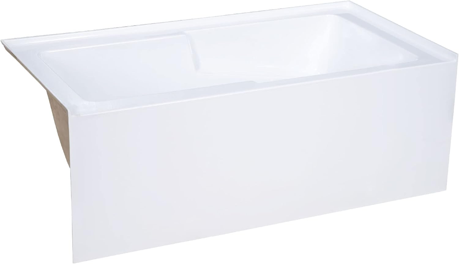 Swiss Madison Voltaire 60 x 32 Skirted Right Drain Soaking Apron Bathtub in Glossy White with Integrated Overflow and Armrest, Drain Included