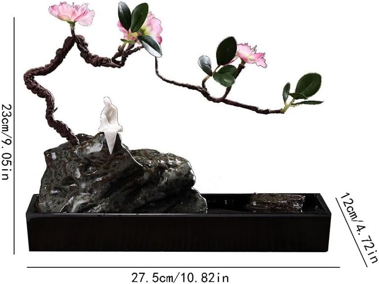 GUERNSEY Tabletop Fountain Chinese Creative Water Desktop Fountain Ornaments Living Room Tea Room Desktop Decorations Small Rockery Water Device Indoor Waterfall Feature Indoor Fountain