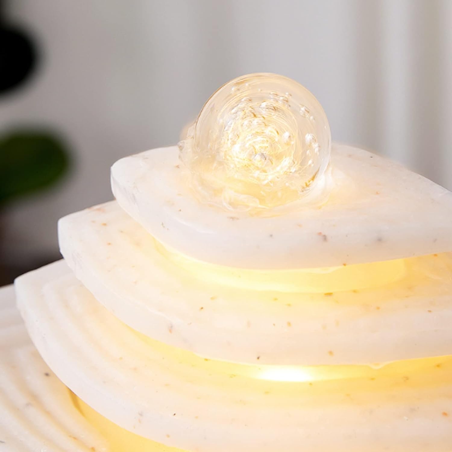 HIHELO Desktop Fountain Indoor Tabletop Fountain Rolling Ball Relax Desktop Fountain Feng Shui Waterfall Home Decor Desktop Centerpiece with LED Light Water Fountain Outdoor