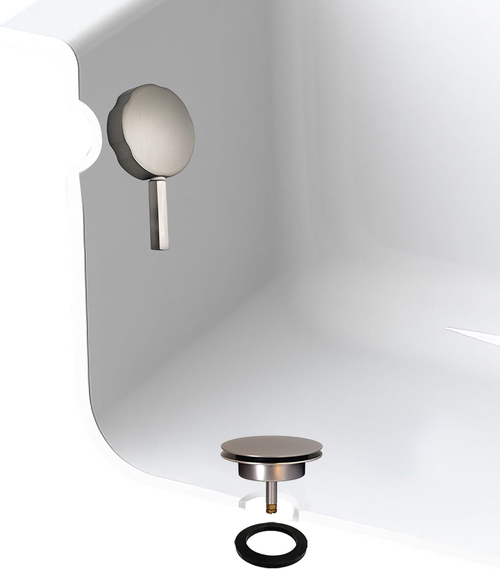 Westbrass Rotating Overflow with Pin for Easier Operation and Mushroom Drain Strainer, Stainless Steel, D50TP-20
