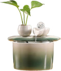 Tabletop Indoor Tabletop Fountain Ceramic Meditation Relaxation Decor(Green)