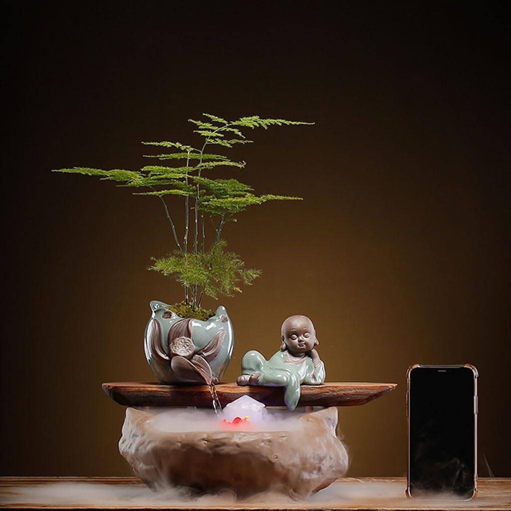 GUERNSEY Tabletop Fountain Chinese Creative Small Water Ornaments Tea Room Desktop Circulating Water Fountain Ornaments Indoor Decorative Fountain Indoor Waterfall Feature Indoor Fountain
