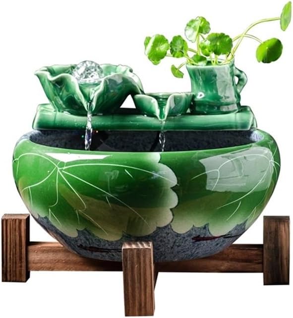 Tabletop Feng Shui Ornament Ceramic Desktop Fish Tank Tabletop Fountain Water Feature Office Decor Decor(Small)