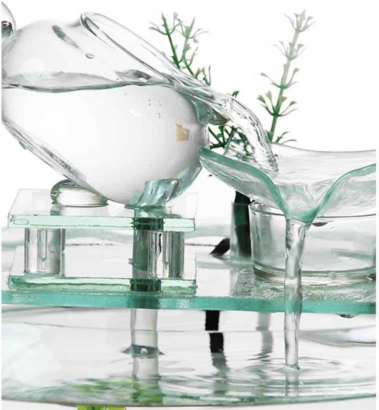 GRFIT Indoor Fountain Glass Flow Zen Aquarium Fountain, Modern Minimalist Desktop Decoration Tabletop Fountain