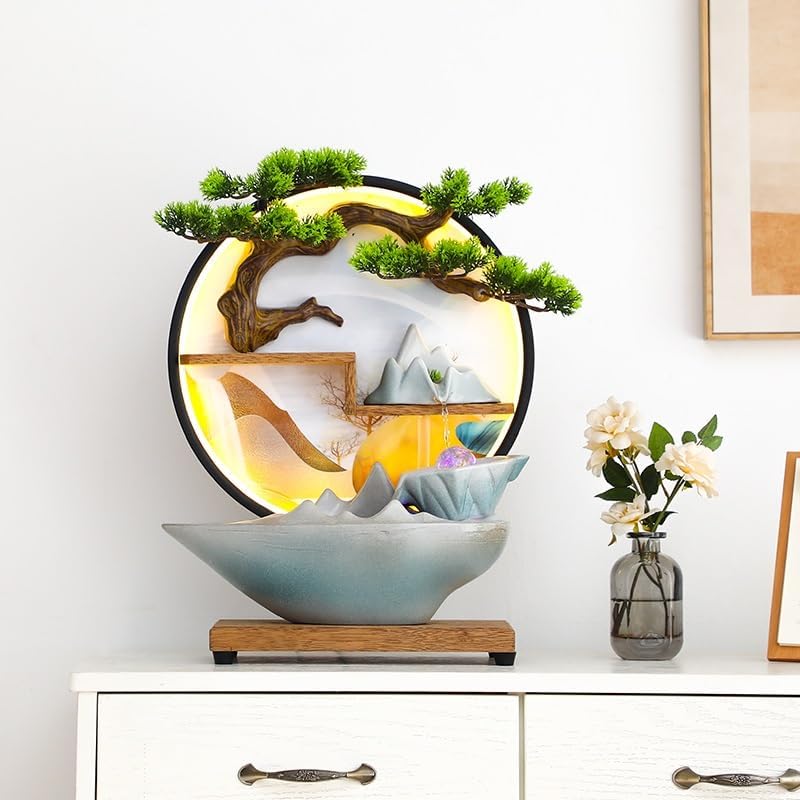 GUERNSEY Tabletop Fountain Tabletop Fountain Flowing Water to Make Money Circulating Water Fountain Office Desktop Coffee Table Ornaments Indoor Fountain