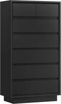 TEENFON 51.6' Tall Dresser for Bedroom with 7 Drawers, Black Dresser with Metal Slide, Bedroom Dressers, Wood Dressers & Chests of Drawers for Bedroom, Hallway, Black