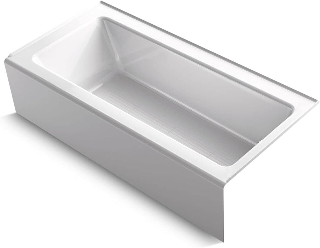 KOHLER 848-0 Bellwether 66' x 32' Cast Iron Alcove Bath with Integral Apron, Safeguard Slip-Resistant Surface, Right-Hand Drain, White