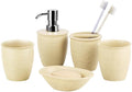 5-Piece Bathroom Accessory Set with Soap Dispenser, Toothbrush Holder, Tumbler & Soap Dish for Vanity Bath Set(Beige)