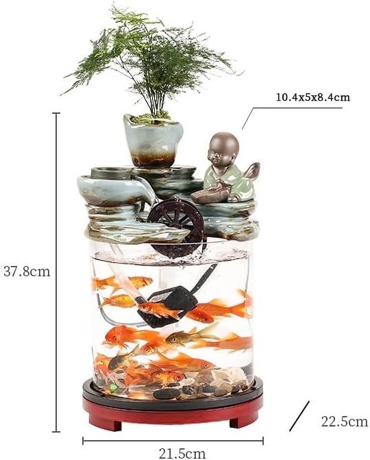 GUERNSEY Tabletop Fountain Tabletop Fountain Creative Ceramic Fish Tank Living Room Fountain Desktop Flowing Water Ornaments Small Home Circulation Fish Tank Indoor Fountain