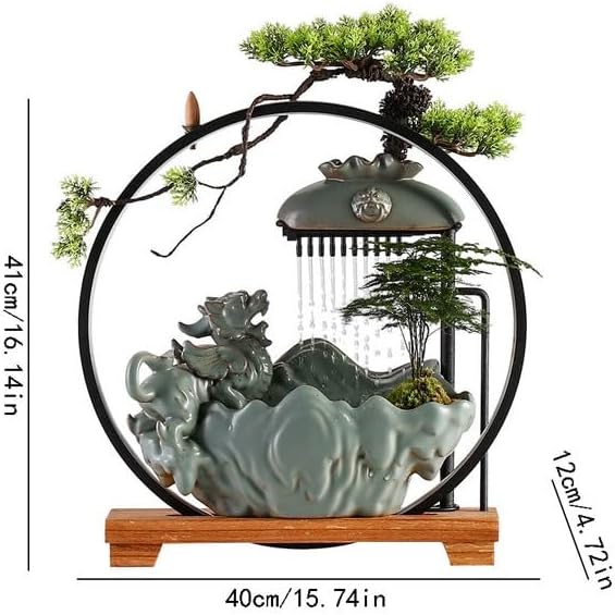 GUERNSEY Tabletop Fountain Chinese Style Water Ornaments Home Living Room Fountain Circulating Water Ornaments Office Desktop Fountain Ornaments Indoor Waterfall Feature Indoor Fountain