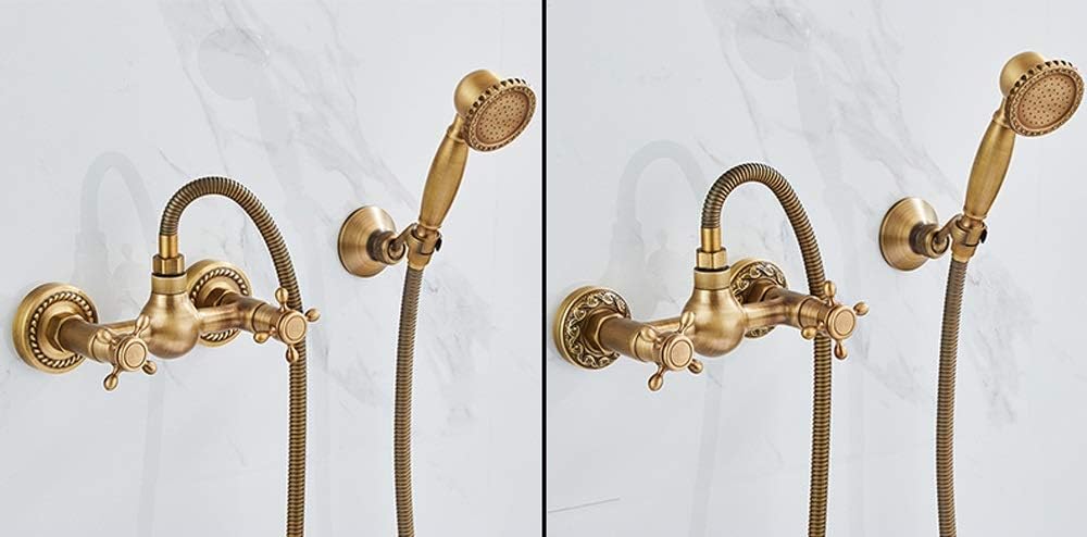 Vintage Retro Home H59 Brass Telephshower Set Double Handle Hand Held Shower Take a Shower Bathtub Shower Hand Spray Mixing Valve Hot and Cold Faucet in-Wall Taps/a Full Moon