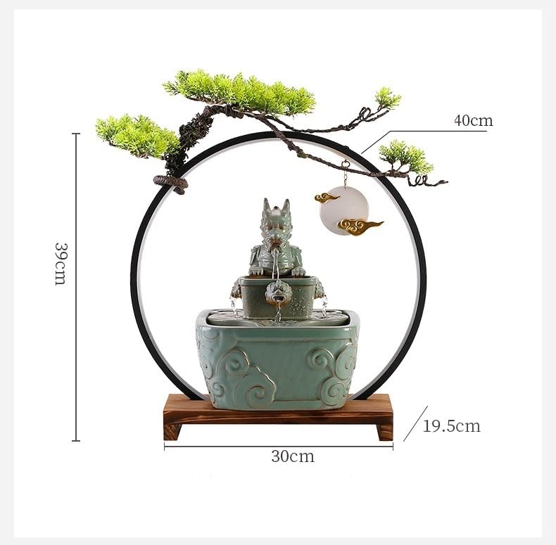 GUERNSEY Tabletop Fountain Tabletop Fountain Creative Ceramic Circulating Water Fountain Humidifier Home Living Room Fortune Office Decoration Indoor Fountain