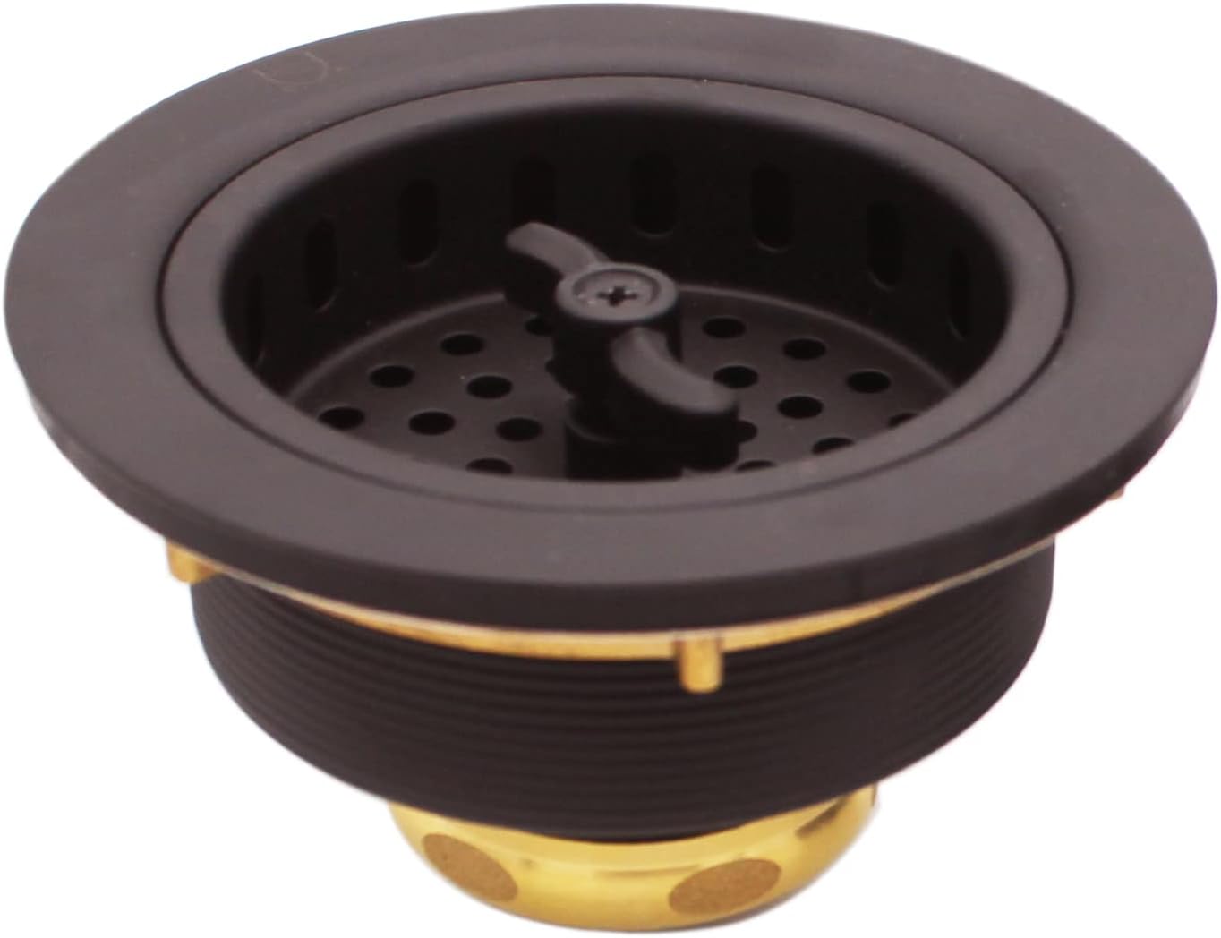 Westbrass CO2175-12 Combo Pack 3-1/2' Wing Nut Twist Style Large Kitchen Sink Basket Strainer and Waste Disposal Drain Flange with Stopper, Oil Rubbed Bronze