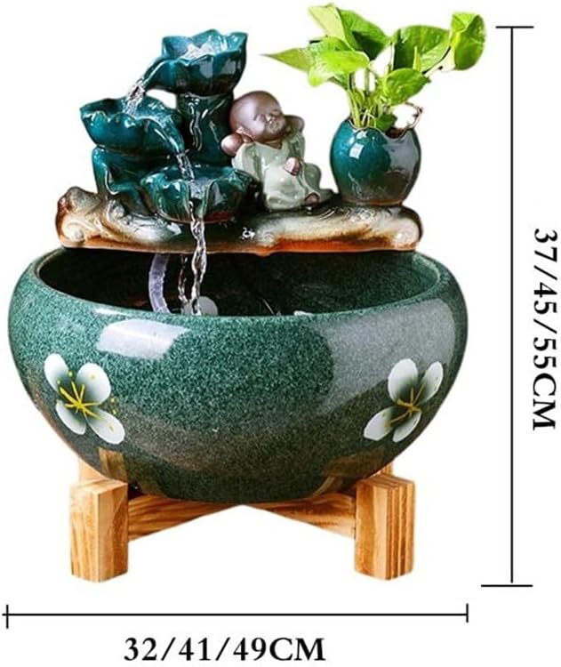 Tabletop Ceramic Fish Tank Circulating Water Flow Ornament Indoor Tabletop Fountain Decor(Large)