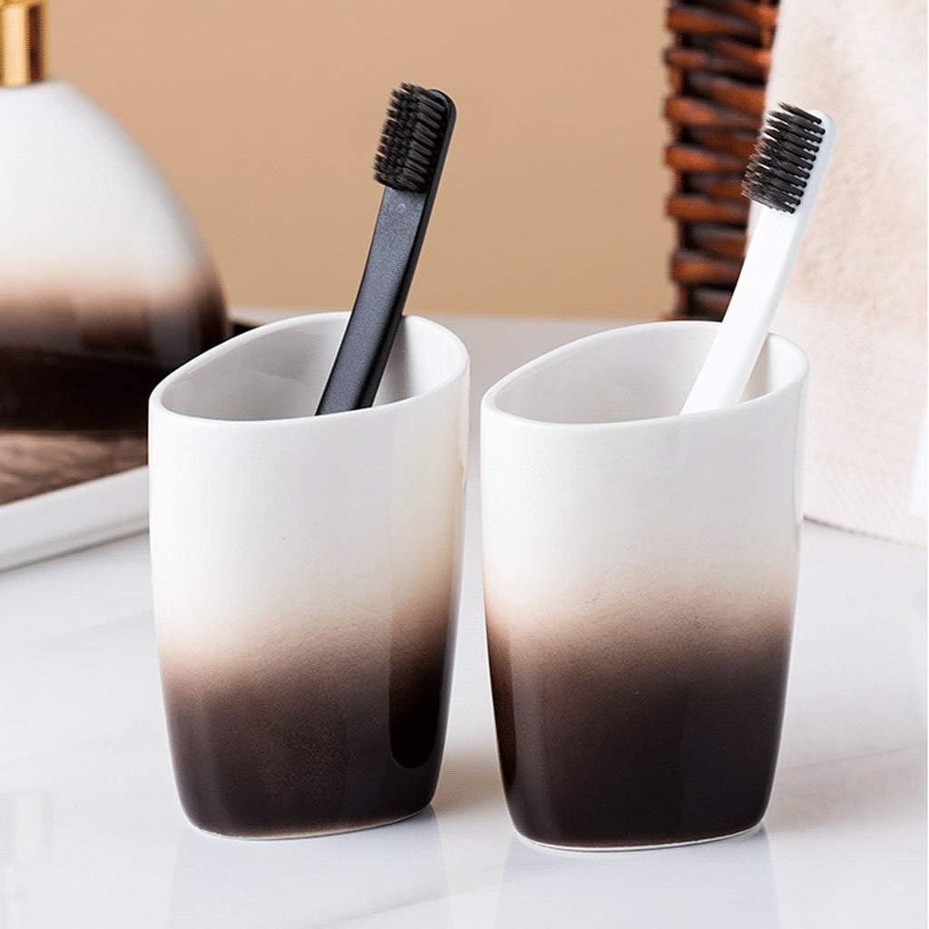 Countertop Soap Dispensers Bathroom Accessory Set 5/6 Piece Ceramic Bathroom Accessories Set 450Ml/15.2Oz Soap Dispenser Gradient Brown Bathroom Gift Set Soap Dispensers-Blue-5 Piece Set