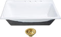 Kingston Brass Towne KGCKTS3622117 36' Cast Iron Self-Rimming Single Bowl Drop-In Kitchen Sink with 4-Hole Drain and Strainer, White/Brushed Brass