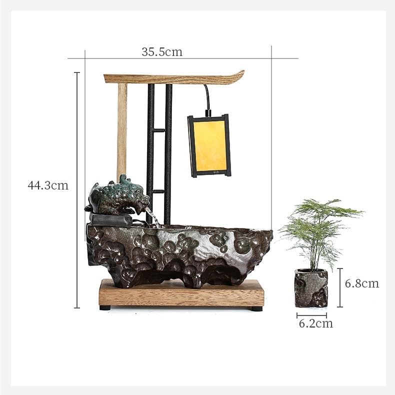 GUERNSEY Tabletop Fountain Tabletop Fountain Feng Shui Ceramic Water Fountain Ornaments Living Room Desktop Home Decorations Creative Zen Water Flowing Device Indoor Fountain