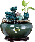 Tabletop Ceramic Fish Tank Tabletop Fountain for Indoor and Home Decoration Table Desk Office Patio Decor(Medium)