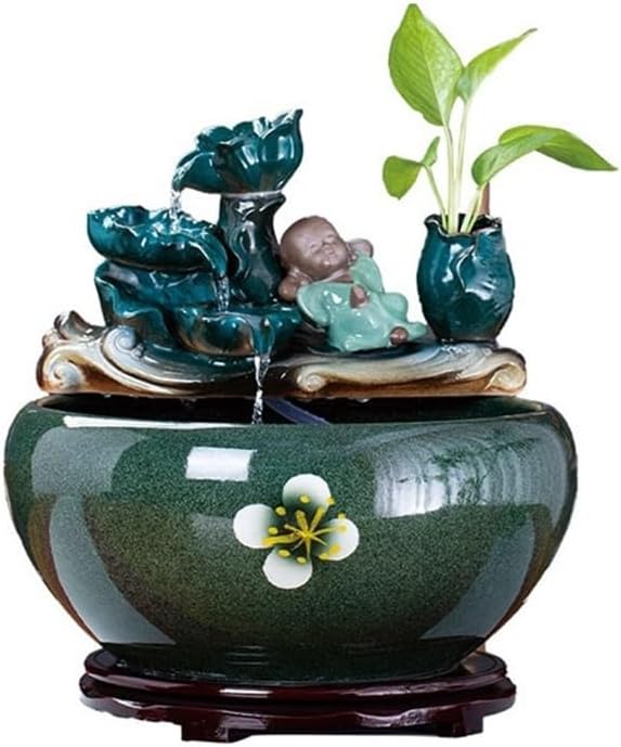 Tabletop Ceramic Fish Tank Tabletop Fountain for Indoor and Home Decoration Table Desk Office Patio Decor(XL)