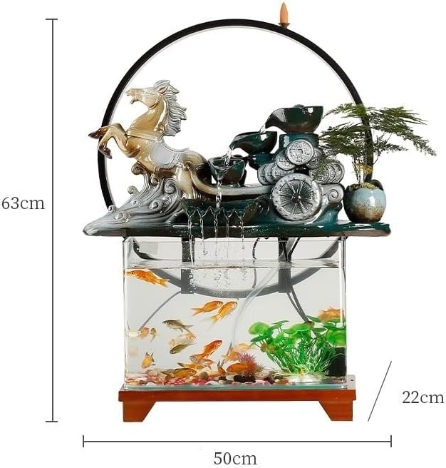 GUERNSEY Tabletop Fountain Tabletop Fountain Chinese Style Flowing Water Ornaments Landscape Fish Tank Living Room Small Fountain Waterfall Office Creative Decoration Indoor Fountain