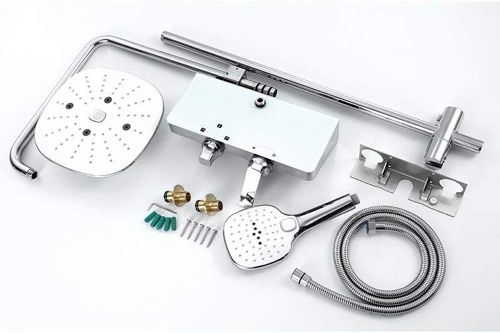 Shower Set Chrome Plated Brass Body ABS and Spray Shower Wall- Mounted Shower Combination Set with Function 3 Thermostatic Bathtub Shower Faucet Bath