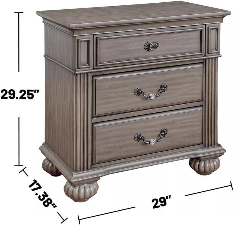 simple relax 4 Piece Wooden Queen Size Bedroom Set, Grey