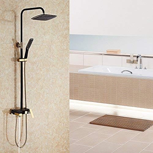 European Style Black Gold Shower Head, Bathroom, Copper and Cold Water Washing Machine, Wall Hanging Black Shower Set, Black Gold Single Rotary Switch Three Drain Quality Ass