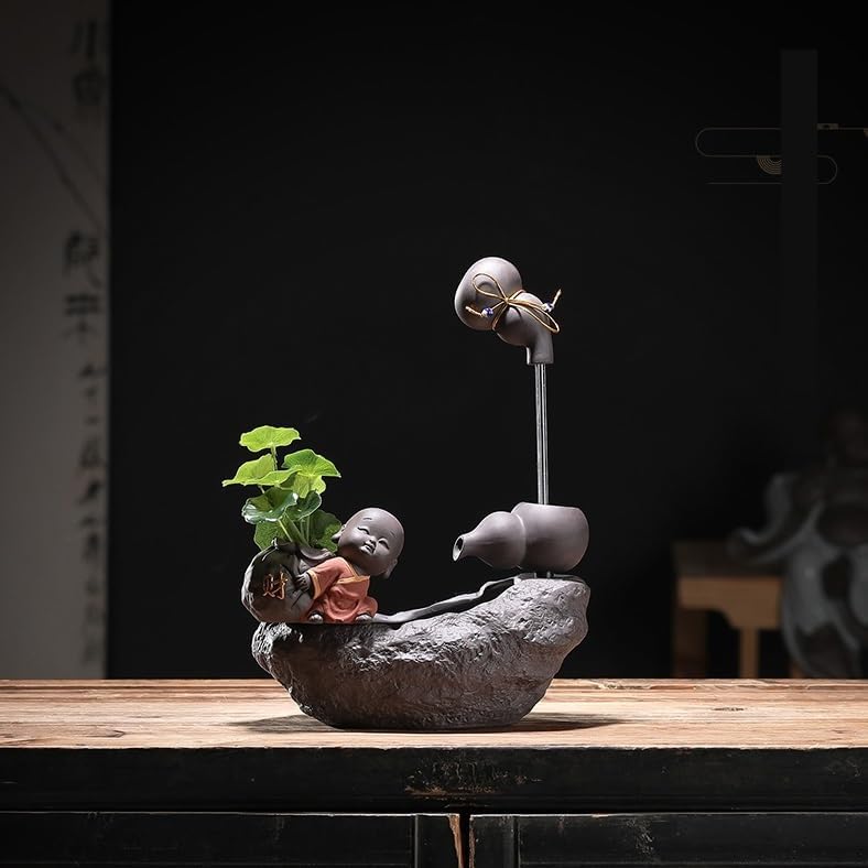 GUERNSEY Tabletop Fountain Tabletop Fountain Suspended Water Fountain Home Office Desktop Chinese Landscape Porch Fountain Crafts Indoor Fountain