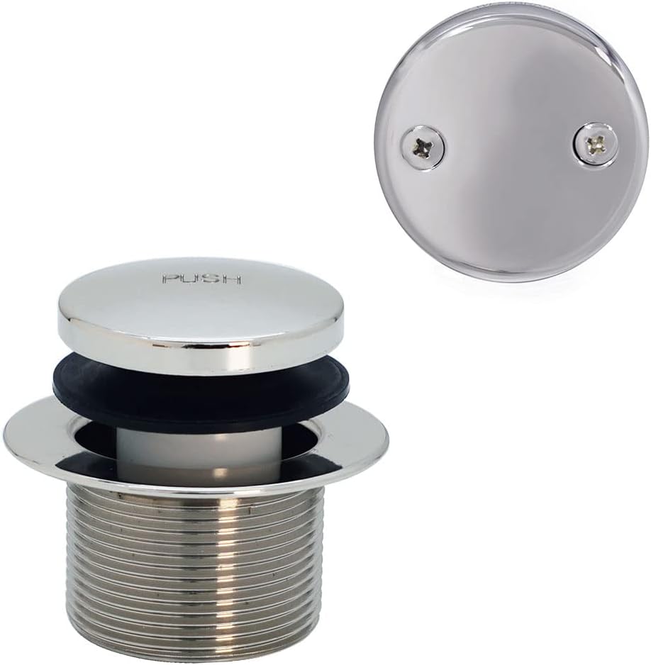 Westbrass 593144-4-05 14' Black Poly Tubular Bathtub Waste & Overflow Assembly with Tip-Toe Drain Plug and 2-Hole Faceplate, Polished Nickel (4-Pack)