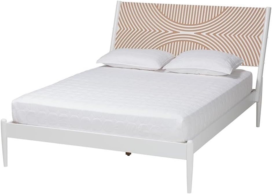 Baxton Studio Louetta White Caved Contrasting Queen Size 4-Piece Bedroom Set
