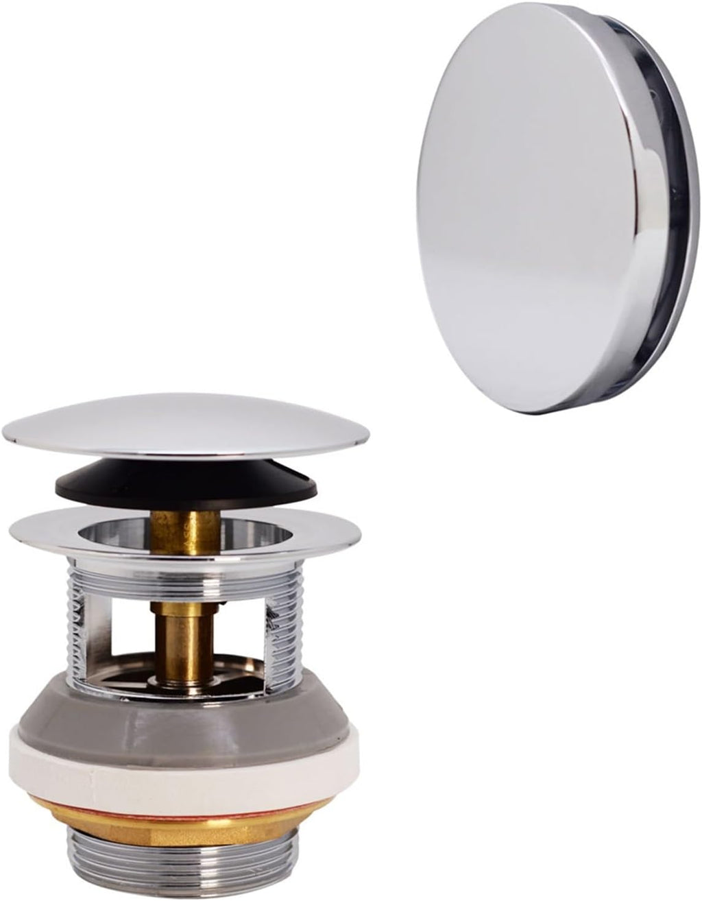 Westbrass D980LTBAA-26 1-1/2' NPSM Integrated Overflow Drain Trim Kit with Illusionary No-Hole Overflow and ABS Adapter, Brass, Polished Chrome