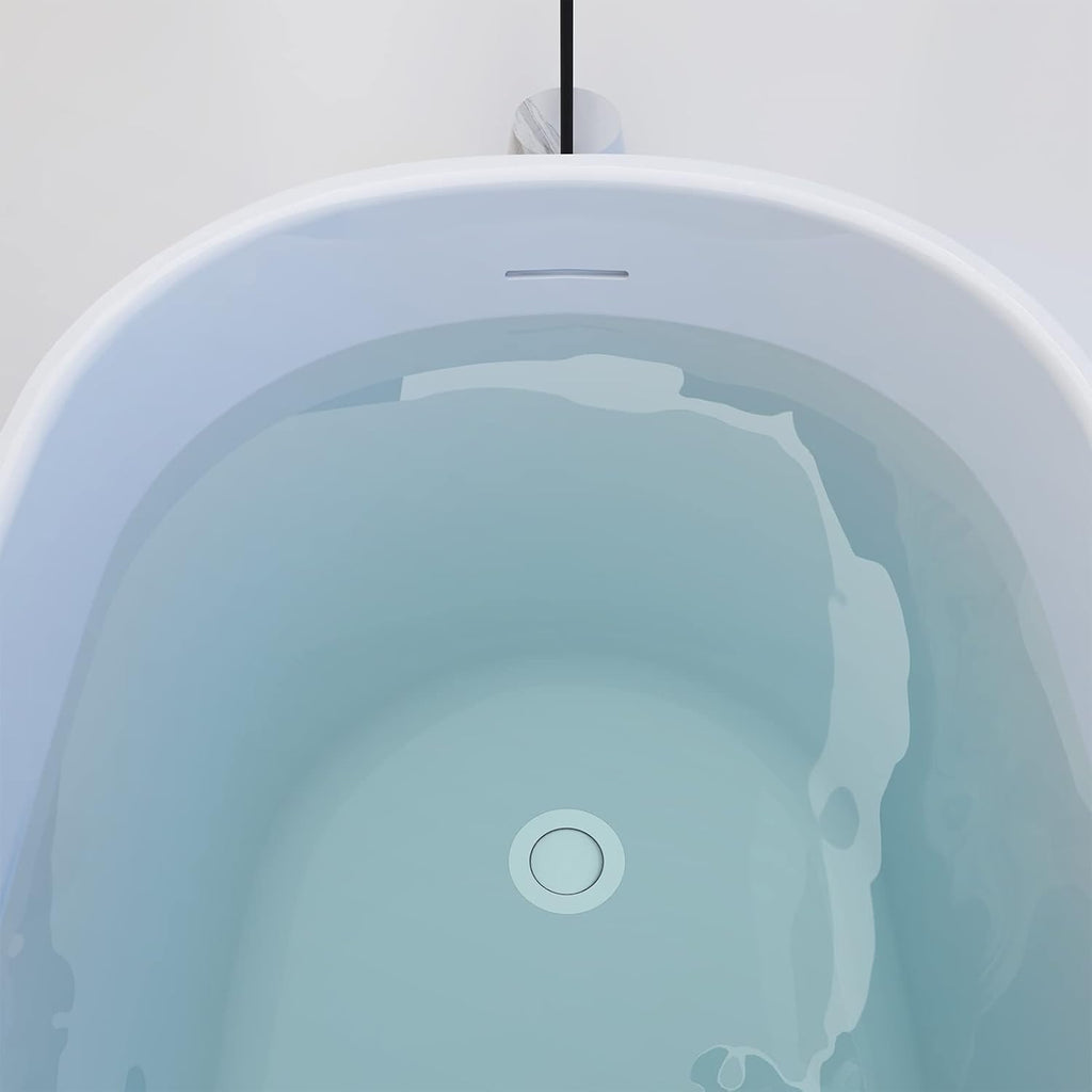 59' Acrylic Freestanding Bathtub, Single Slipper Free Standing Tub, Soaking Tub with Integrated Slotted Overflow, Toe-Tap Chrome Drain, cUPC Certified, Glossy White