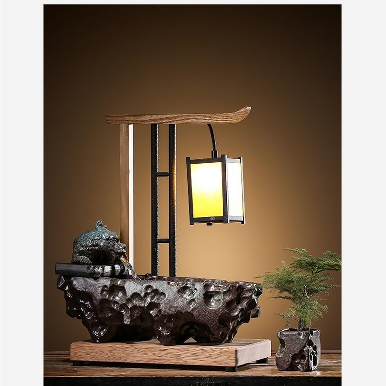 GUERNSEY Tabletop Fountain Tabletop Fountain Feng Shui Ceramic Water Fountain Ornaments Living Room Desktop Home Decorations Creative Zen Water Flowing Device Indoor Fountain