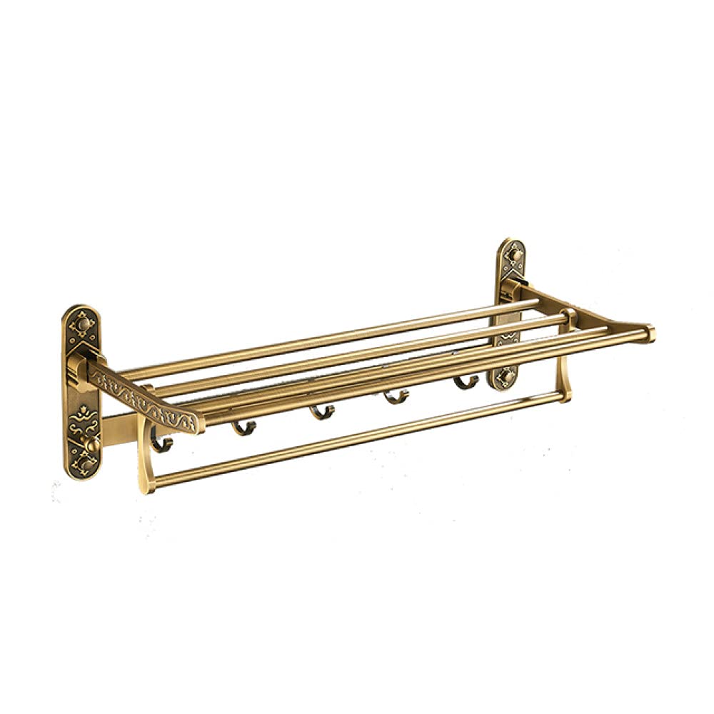 Antique Brass Bathroom Accessories - Wall-Mounted Towel Bar, Cup Holders, Hairdryer Rack, Tissue Roll & Soap Dish(Abs-004-2)