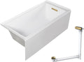 Transolid UATLN603220-R-CB Unity 60-in x 32-in x 20-in Alcove Acrylic Bathtub Kit With Right Hand Drain, White/Champagne Bronze