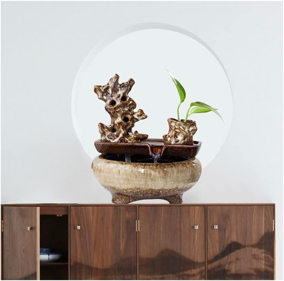 HIHELO Desktop Fountain Tabletop Fountain Living Room Small Flowing Water Ornament Home Indoor Fountain Office Desktop Decoration Water Fountain Outdoor (Color : A)