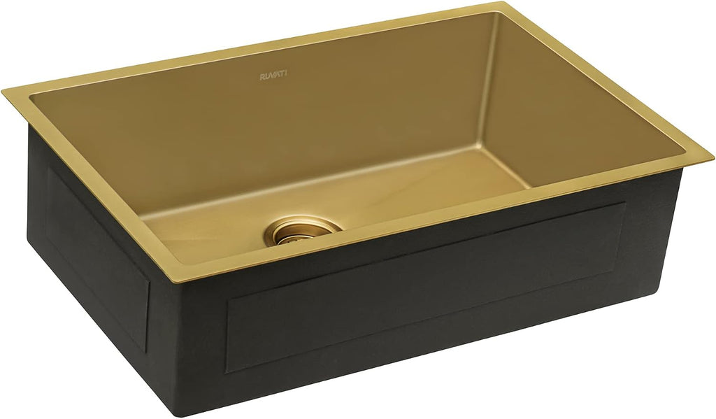 Ruvati 30-inch Undermount Satin Brass Matte Gold Stainless Steel Kitchen Sink 16 Gauge Single Bowl - RVH6300GG
