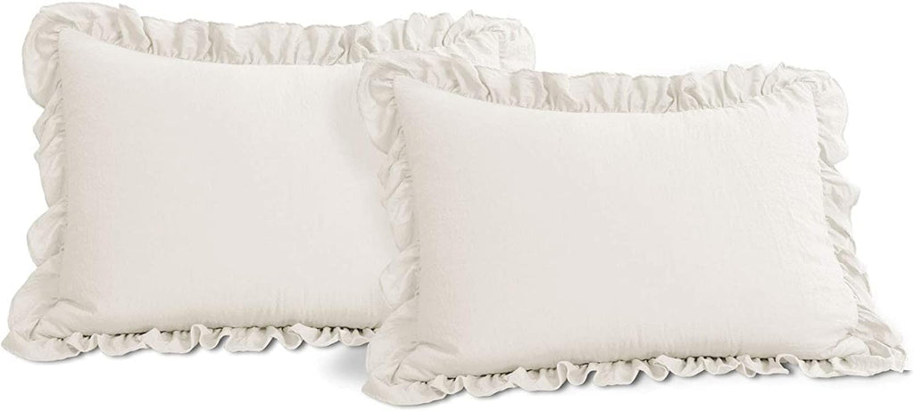 Lush Decor Reyna Ruffle Comforter Set - 3 Piece Cozy Ruffled Bedding Set - Timeless Elegance and Comfort for Bedroom - King, White