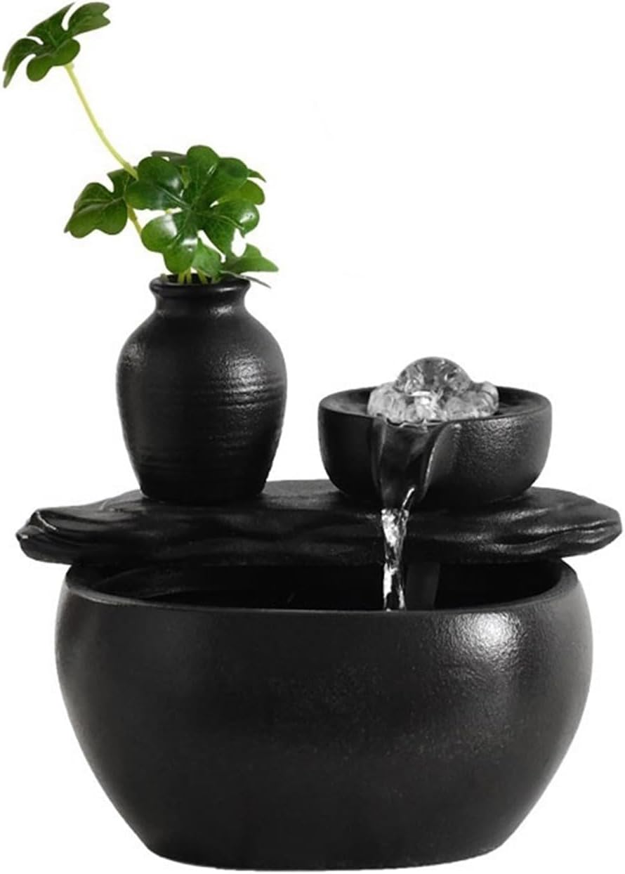 GLigeT Tabletop Fountain Desktop Wealth Fountain Ceramic Wealth Feng Shui Ornament Entrance Living Room Desktop Decoration Water Fountain Decor