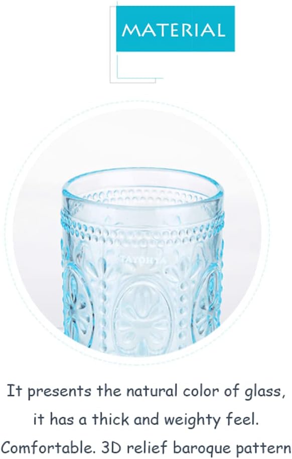 4 Pcs Blue Glass Bathroom Accessories Set,Soap Dispenser W/Vintage Embossed,Gift for Home Apartment Bathroom Decor,Baroque Style