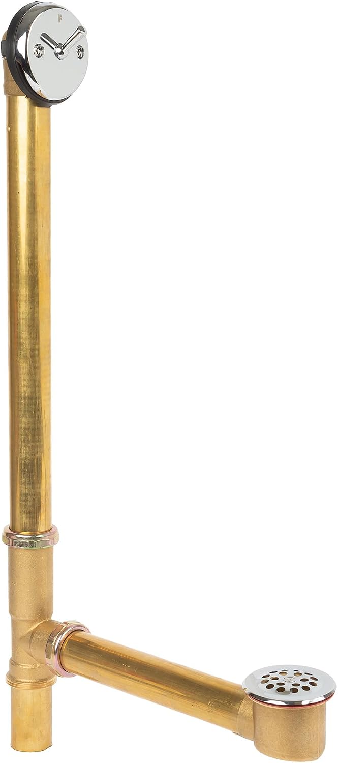 Fine Fixtures Bathtub Shower Drain - 20 Gauge Brass Tubing, Trip Lever Overflow Assembly Tub Drain Kit